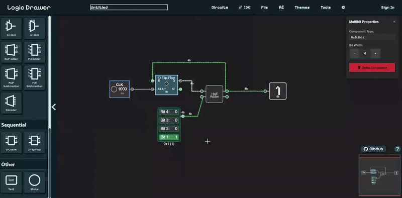 LogicDrawer interface mockup
